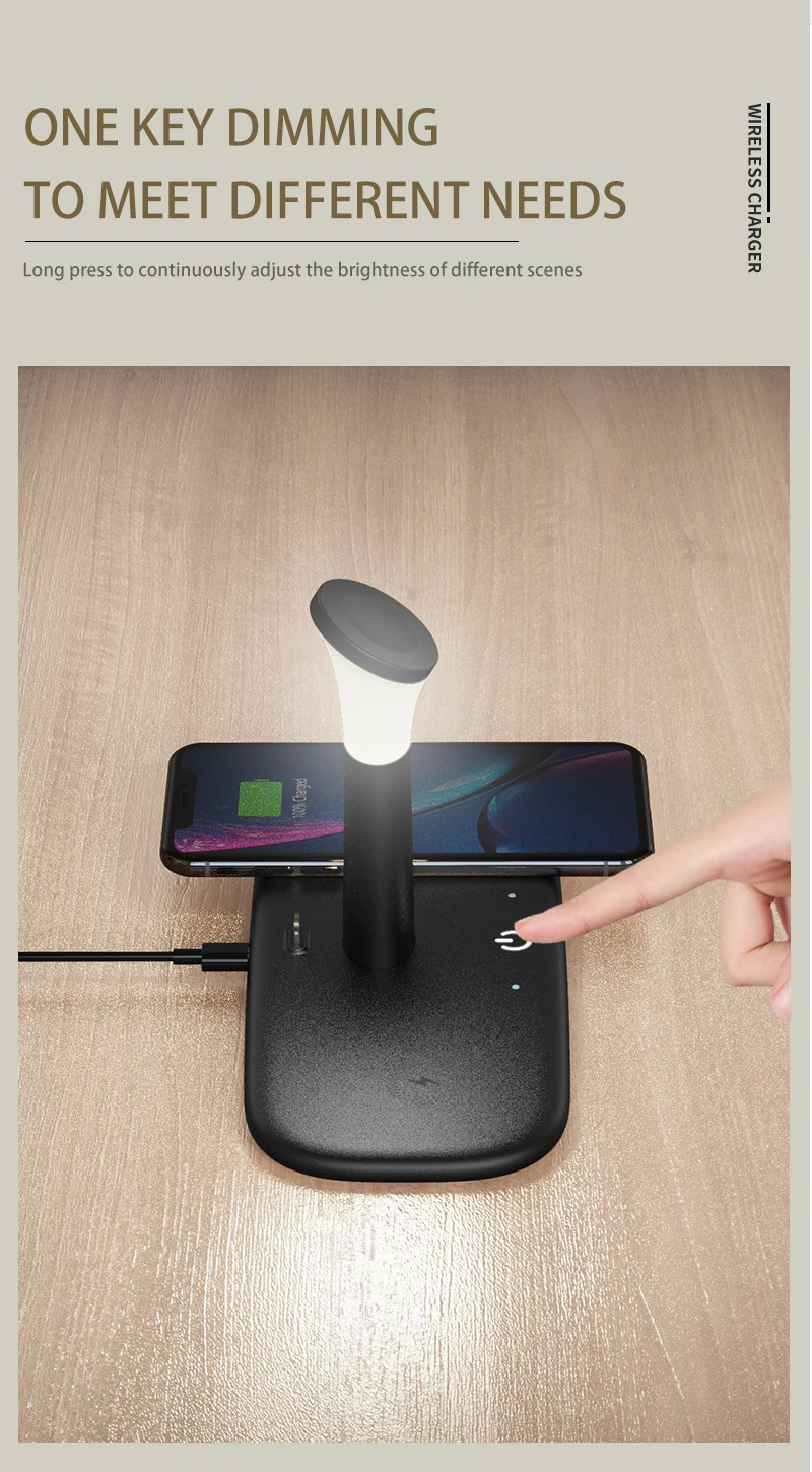 Carregador sem Fio para Iphone 5 em 1 com Lâmpada de Luz Rápido xr x 8 Apple Assista Estação Carregamento Doca Airpods Pro Iver 15w qi 12 11 3 iphone 12 11 xr x 8 apple