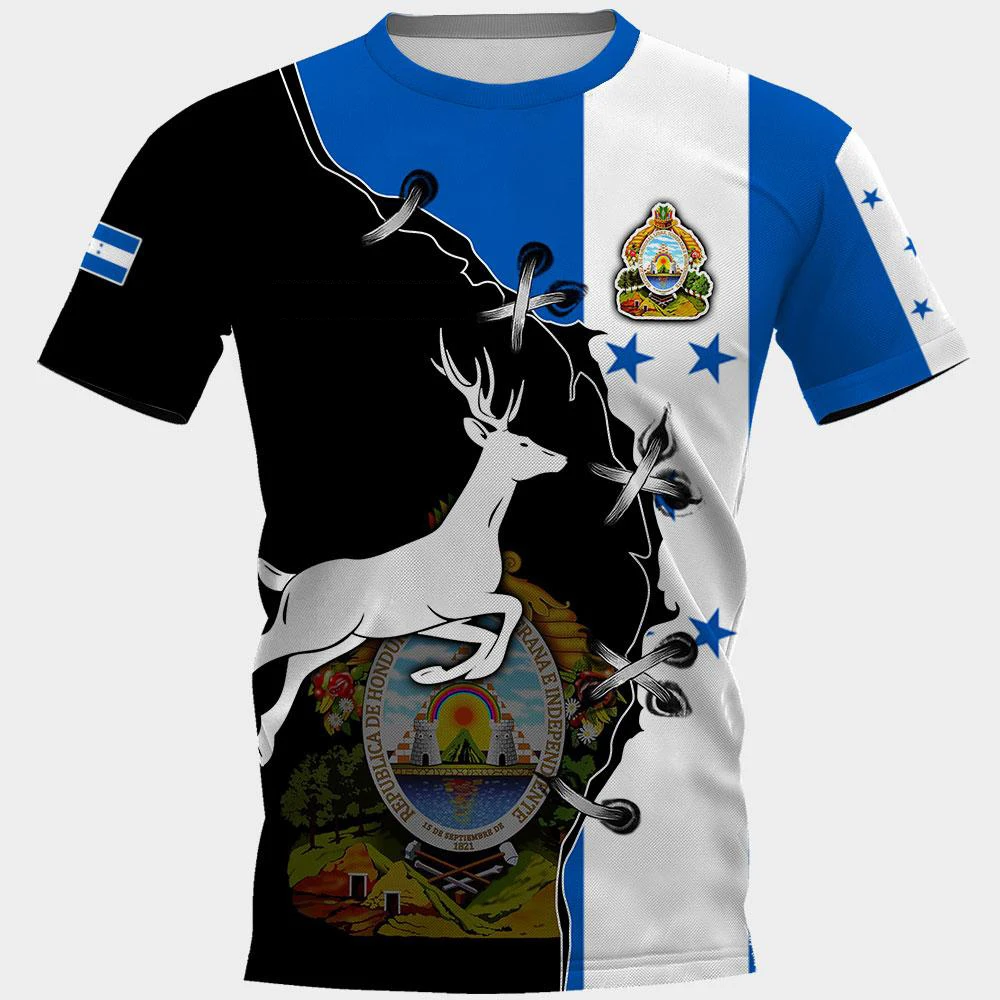 

Гондурас США череп страна эмблема карта флаг 3D модная футболка с круглым вырезом с принтом Мужская Женская Харадзюку Повседневная футболка