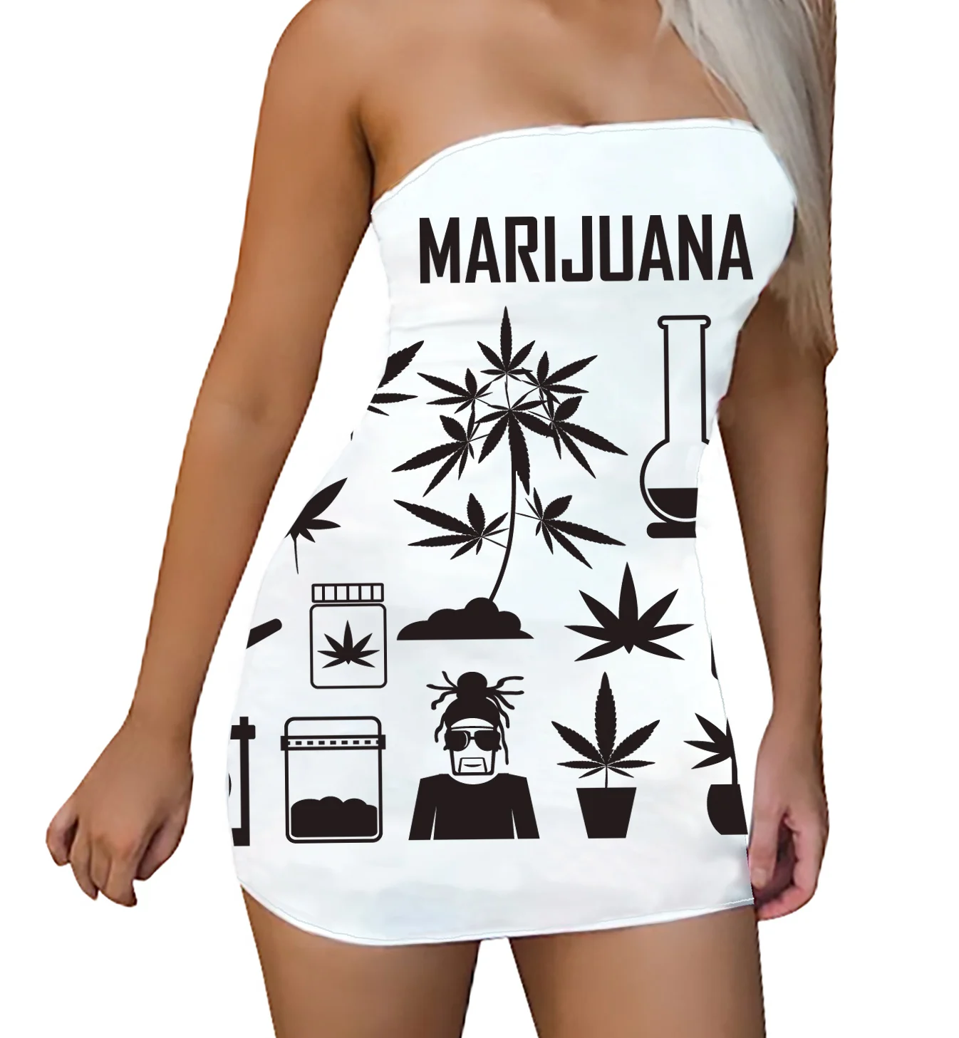 

Женский облегающий сарафан с сублимационным принтом, без бретелек, с открытыми плечами