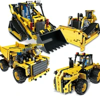 rc electric building blocks car model engineering bulldozer crane dump truck technical construction vehicle bricks kids toy