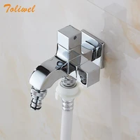 dual handle switch double spout outlet washing machine faucet brass hose faucet outdoor garden cold water tap chrome gold black