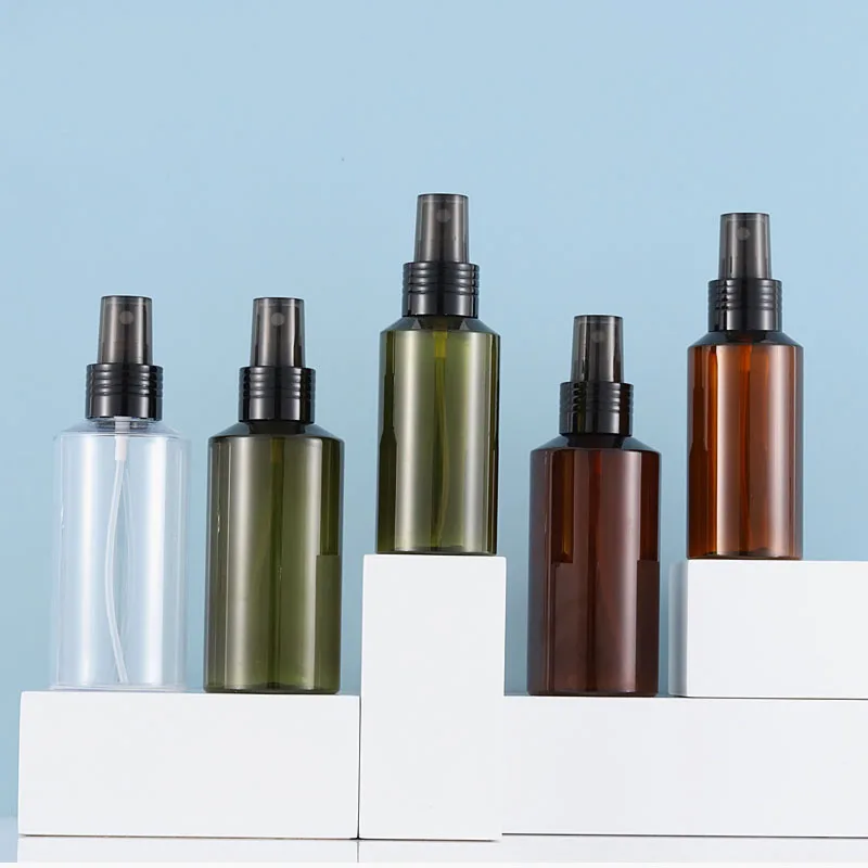 100 мл коричневая/зеленая/прозрачная пластиковая бутылка из ПЭТ черный