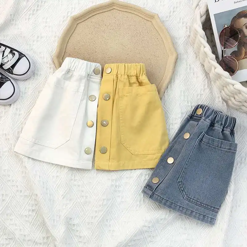 Новинка лета 2020 джинсовая юбка для девочек модная детская трапециевидная в