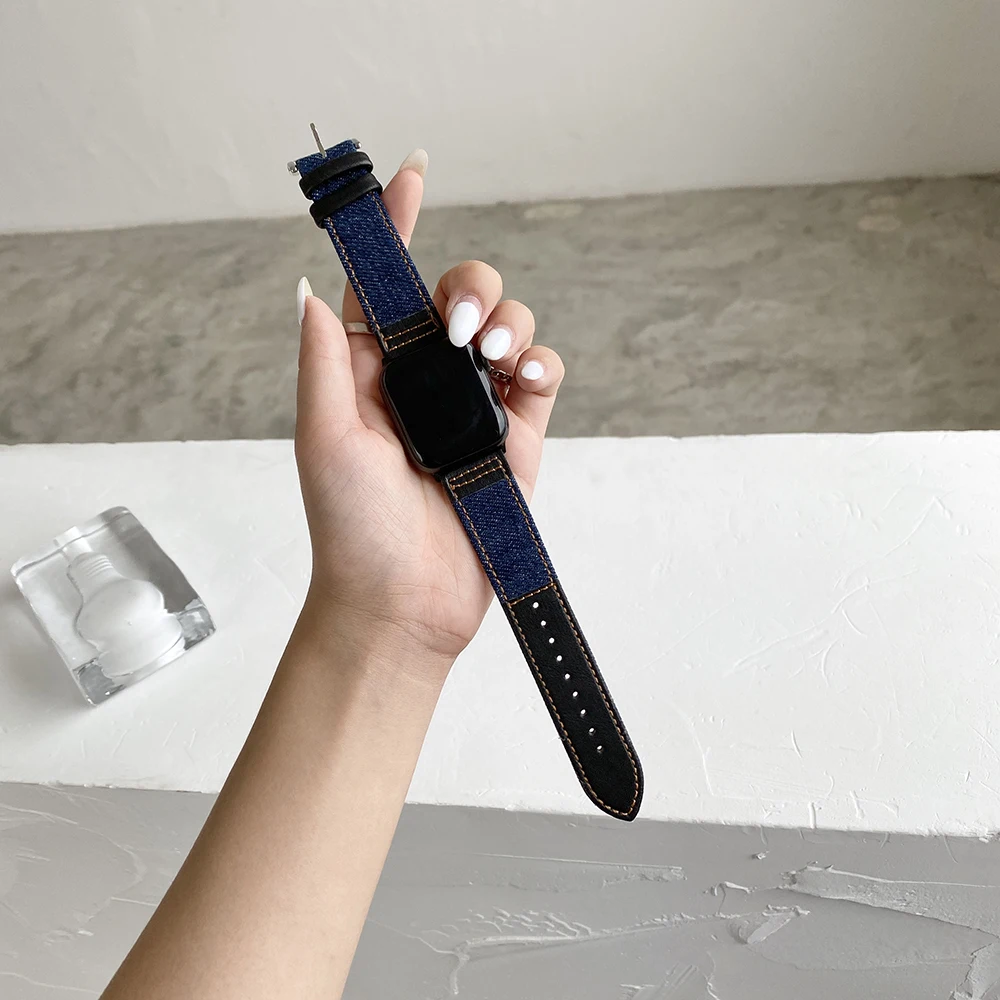 Nylon Leather Strap For Apple Watch Band 40mm 44mm 42mm 38mm Canvas Woven Wrist Bracelet Watchband for iwatch series 6 5 4 3 2 1