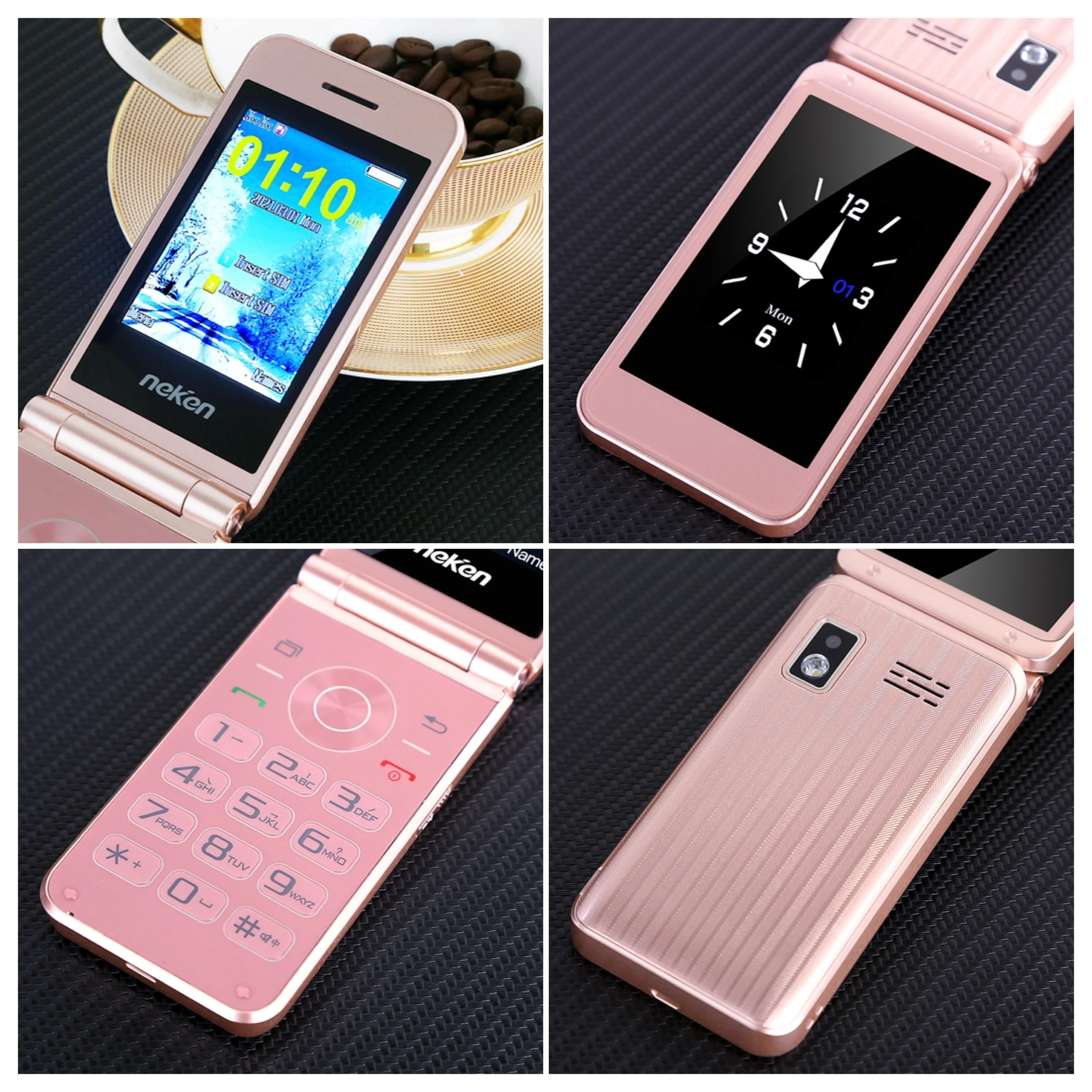 Simply Ederly Dual Display Flip Mobile Phone 2G GSM Unlock Easy Work Senior Speed Dial Big Key Large Volume SOS Button Torch