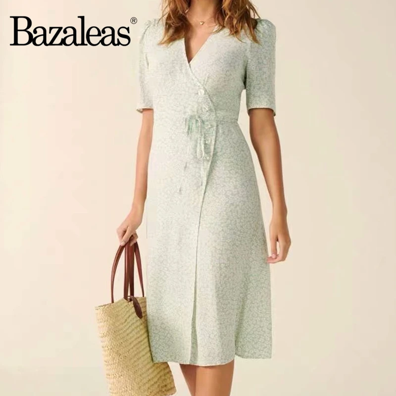 Платье миди женское на пуговицах с пастельным принтом|Женские платья| |