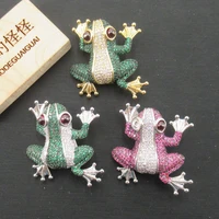 yellow white gold plated gold plated cubic zirconia micro pave frog brooch pendant