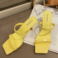 new 2021 summer women sandals versatile thin square head open toe sexy thin heel sandals with thick high heel sandals size 39