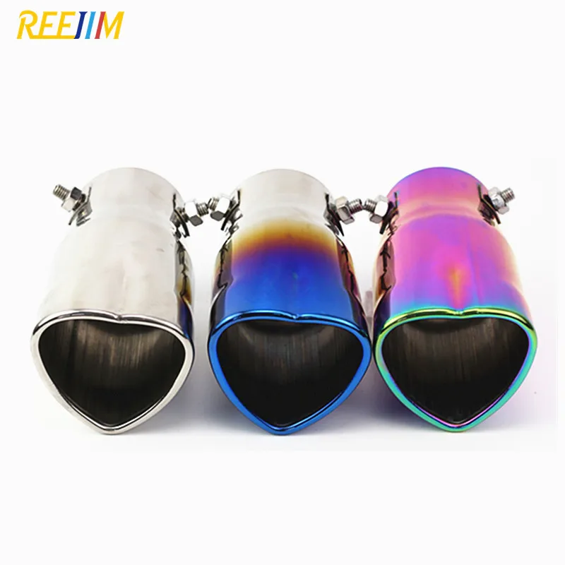

Reejim Heart Shaped Universal Car Exhaust Muffler Tip Stainless Steel Pipe Chrome Exhaust Tail Muffler Tip Pipe Silver