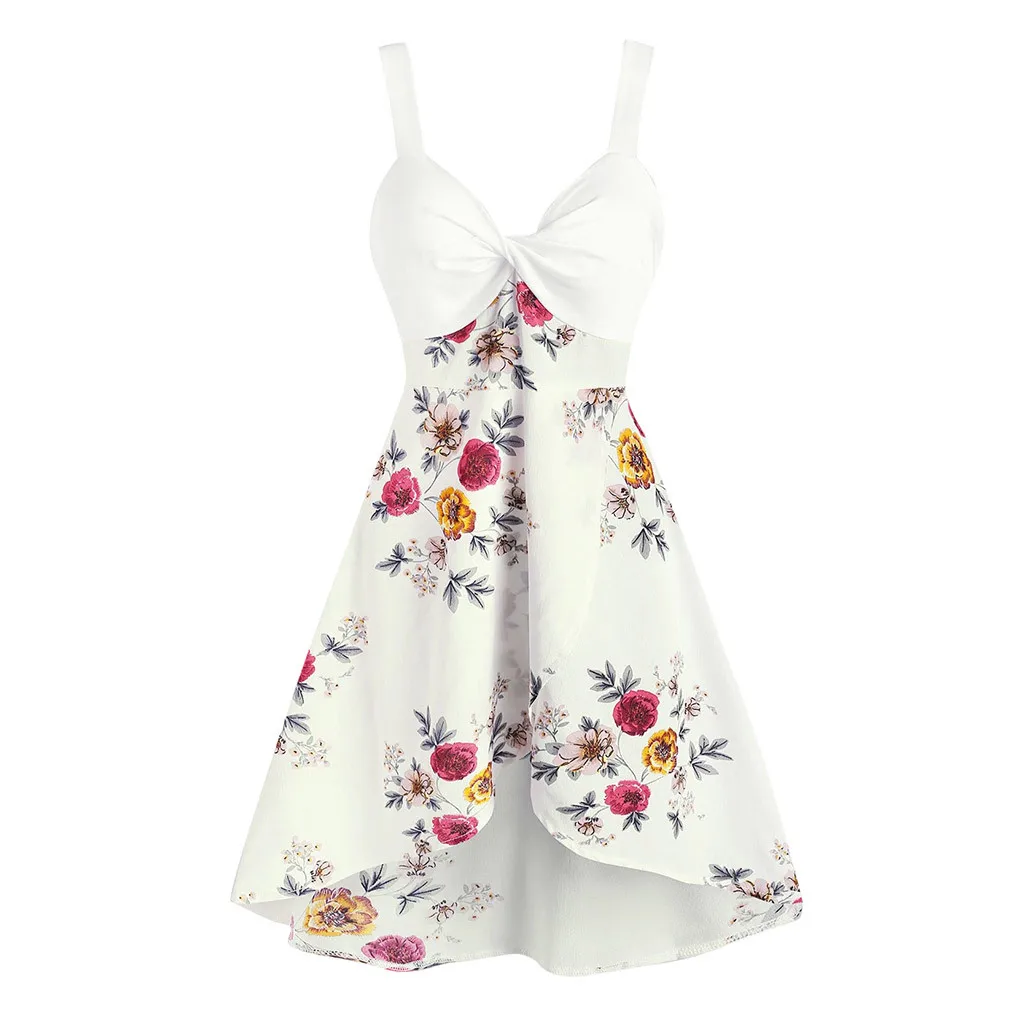 Женское шифоновое платье-мини без рукавов с V-образным вырезом | Женская одежда