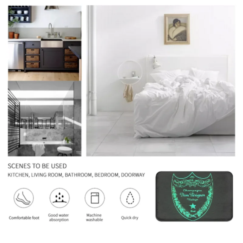 

DomPerignon Champagne Printed Flannel Room Bathroom Mat Doormat Size 40Cm By 60Cm Room Bedroom Home Decoration Free Shiping