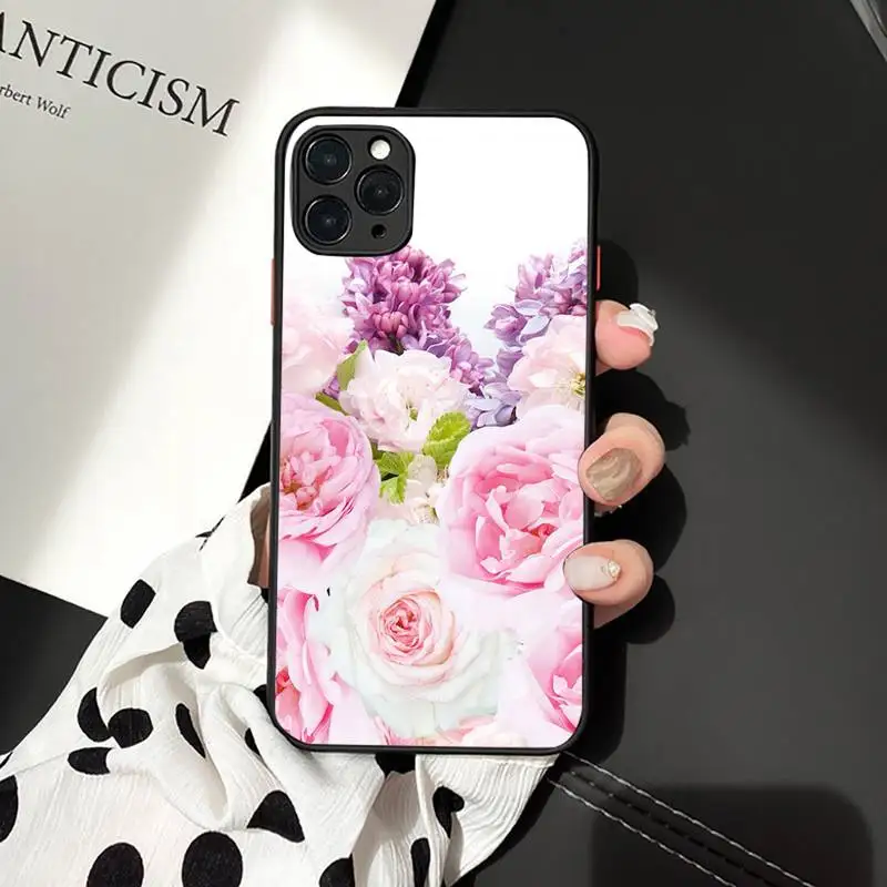 

Peony pink flower Phone Case matte transparent For iphone 7 8 11 12 plus mini x xs xr pro max cover