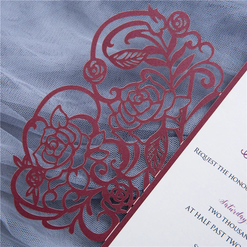 50pcs Rose Laser Cut Wedding Invitations Card Customize Greeting Business With RSVP Cards Birthday Party Favor Supplies - купить по