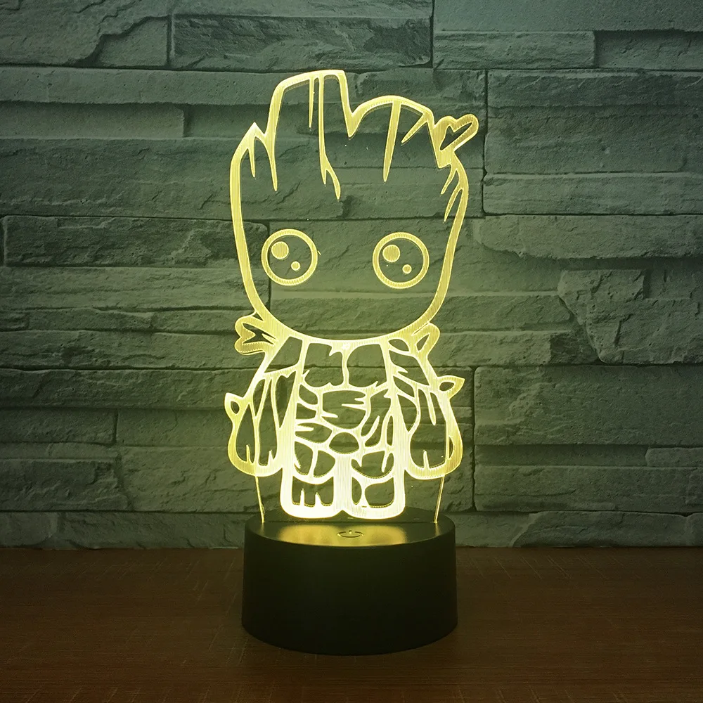 Мультфильм 7 цветов лампа 3d визуальные Светодиодные ночные светильники для детей
