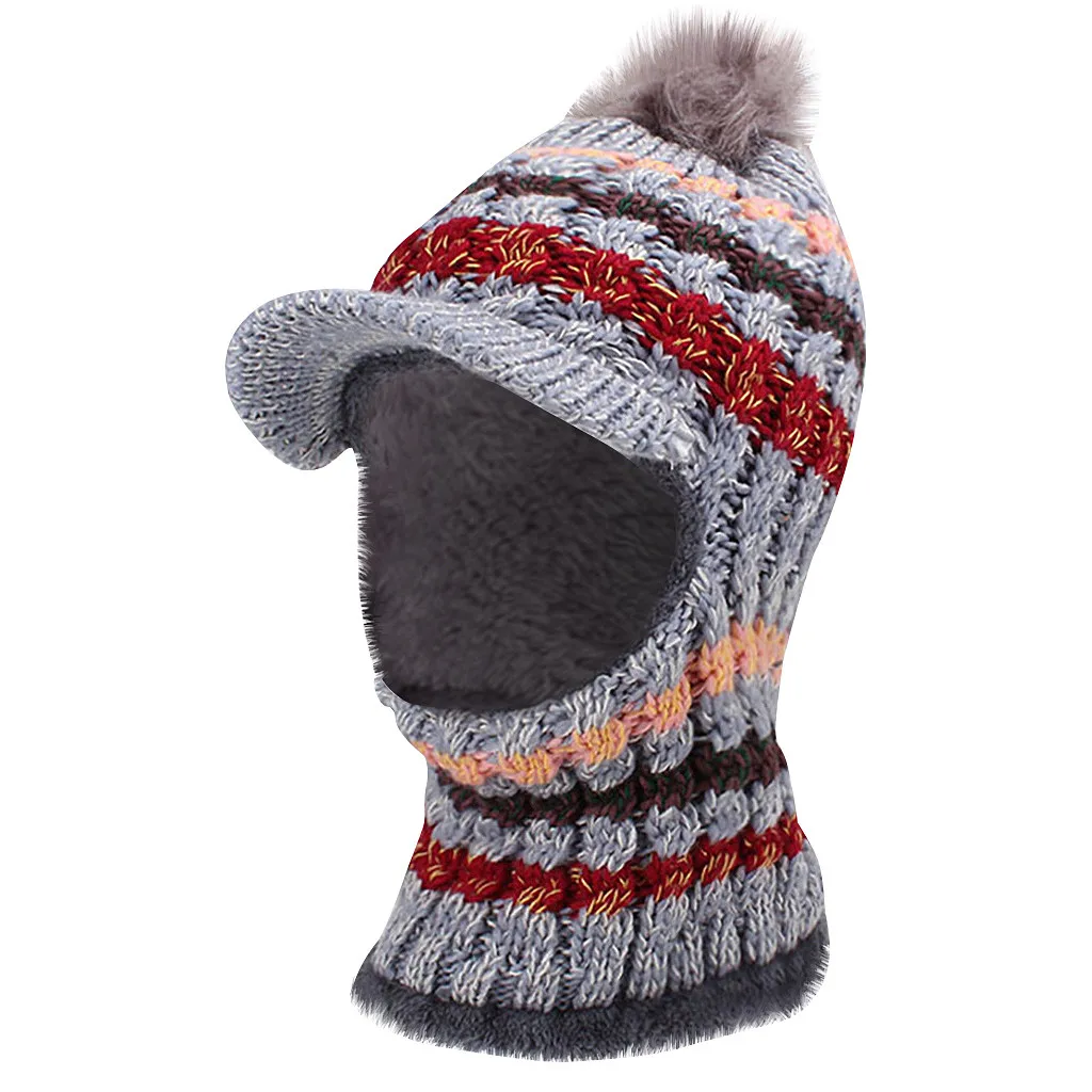 Модные женские шапки в стиле ретро зимние с меховыми помпонами утолщенные