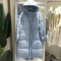 2021 winter 90 white duck down parka women coat long style loose casual down jacket stand collar hooded windproof snow overcoat