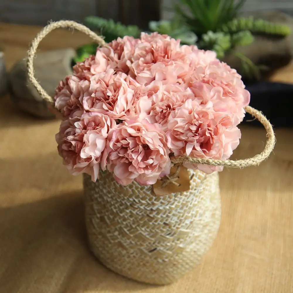 

1PC Best Selling Beautiful Peony Artificial Silk Flowers Small White Bouquet Home Party Winter Wedding Decoration Fake Flowers