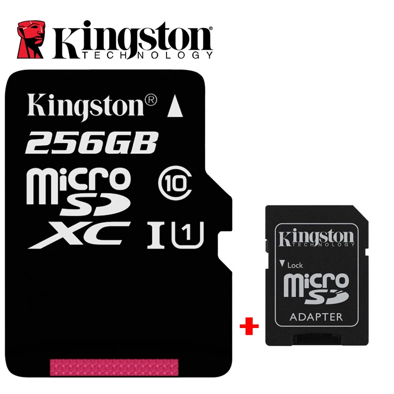 256GB with adapter Kingston Class 10, карта памяти, SD, 16 ГБ, 32 ГБ, 64 ГБ, 128 ГБ, 256 ГБ, Micro Card, Mini SD карта, C4, 8 ГБ, SDHC, SDXC, TF карта для смартфонов - Емкость: 256GB with adapter