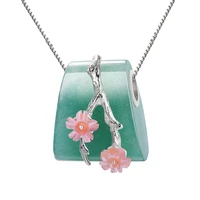 lotus fun real 925 sterling silver natural aventurine gemstone creative fine jewelry vintage plum flower pedant without necklace