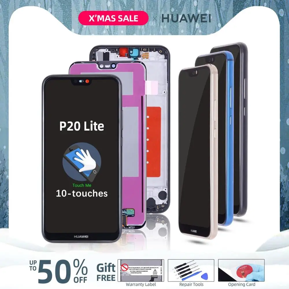 Дисплей для HUAWEI P20 Lite lx1 lx1 Nova 3e LCD в сборе с тачскрином на рамке 5.84'' черный порошок синий золото