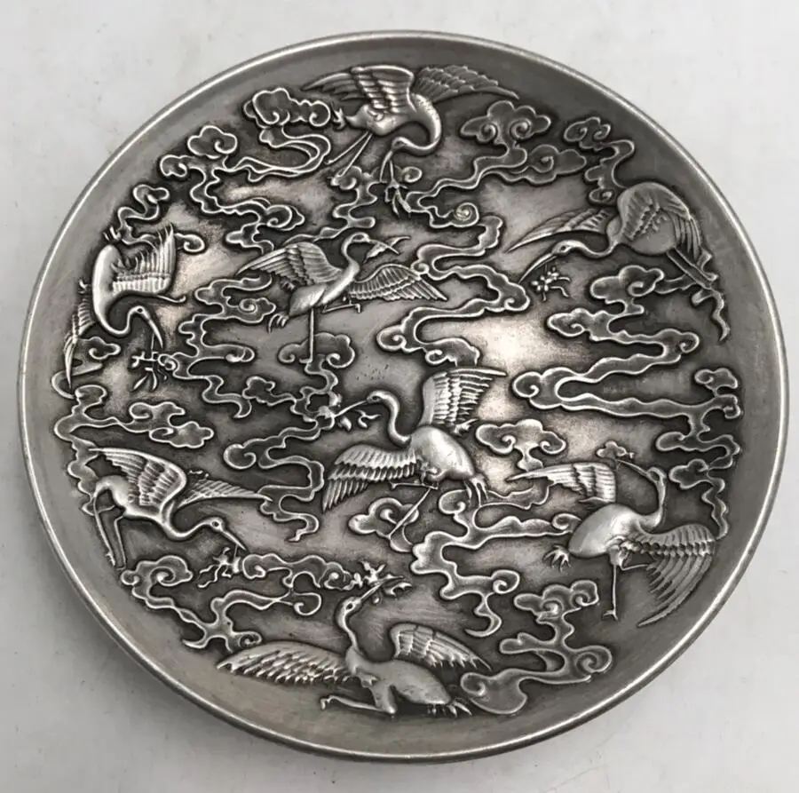 

China White copper archaize dish crafts statue