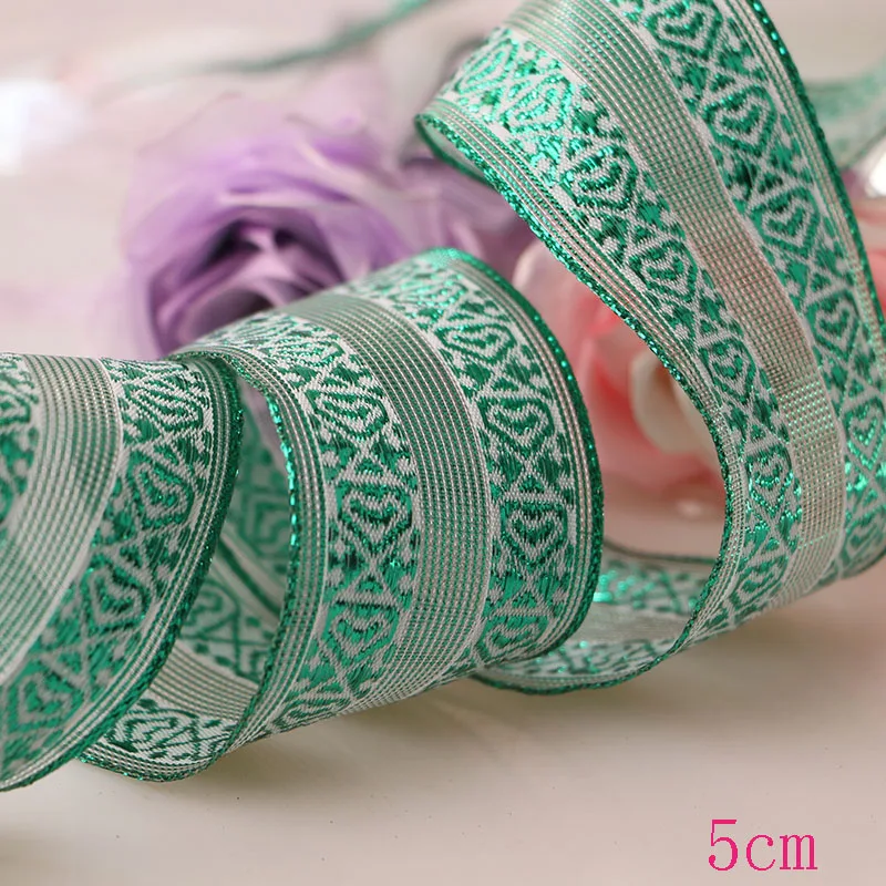 5cm2yard Аксессуары для творчества, лента с проволочным краем, Жесткая сетка, лента, Золотая и Серебряная лента, декоративная подарочная коробка с деревом, упаковка с бантом - Цвет: 5cm2yard