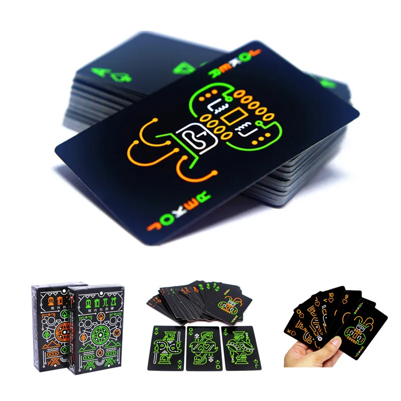 Флуоресцентные игральные карты черные ночные реквизит для ночной игры