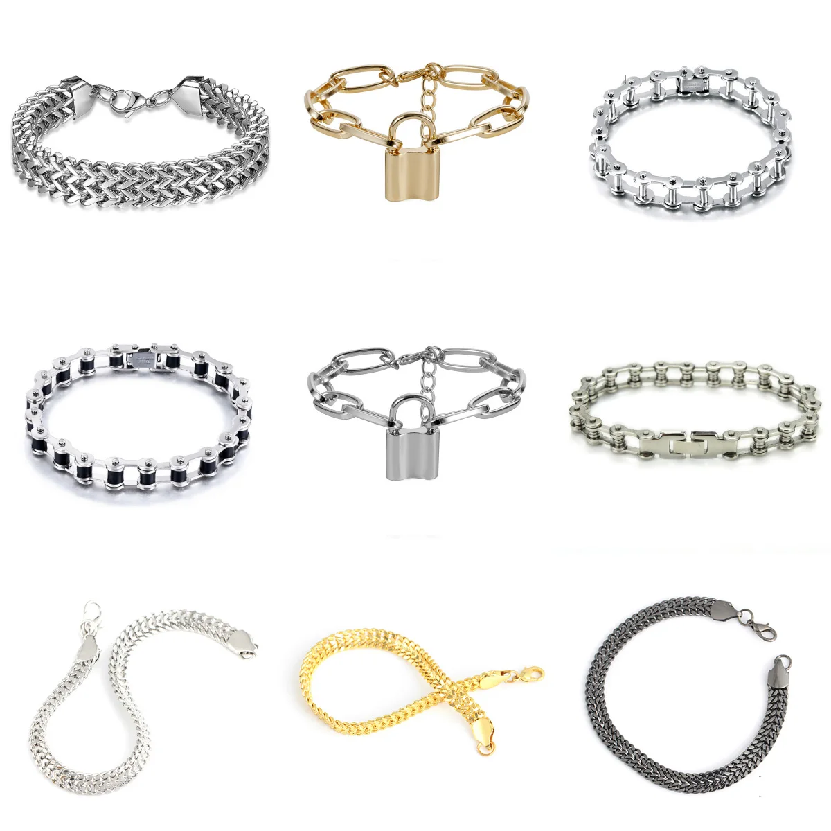 Мужская Байкерская велосипедная цепь из титановой стали кубинская цепочка