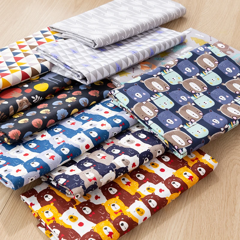 Хлопковая Лоскутная Ткань с принтом для одежды кукол изображением медведя из