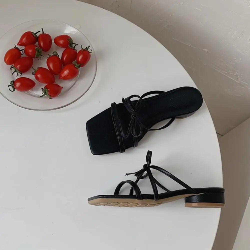

New Bow Sandals Women Slippers Fashion Narrow Band Summer Slides Open Toe Flat Casual Shoes Female Beach Slides Flip Flops