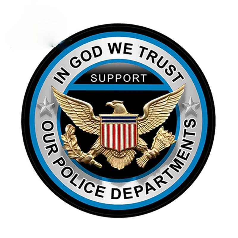 

Colorful Car Stickers and Decals In God We Trust Support Our Police Department Decal Car Window Truck Door Bumper PVC12x12cm