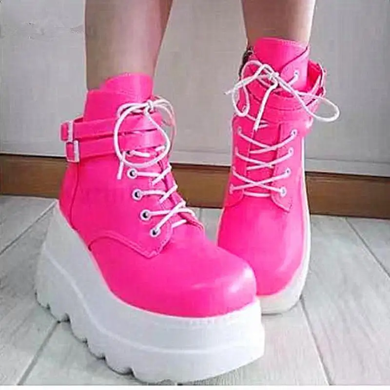 

Women's Boots 2021 Autumn And Winter Fashion New European And American Lace-up Platform Short Boots Women's Short Boots