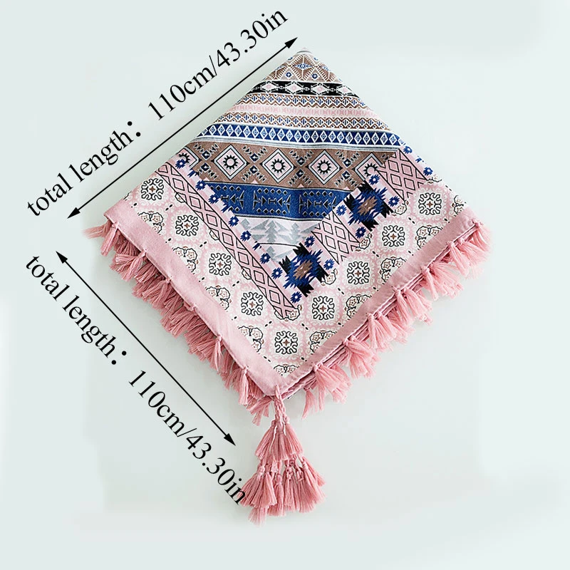 Женский шарф с кисточками большие квадратные шарфы-бандана хлопковые шали и
