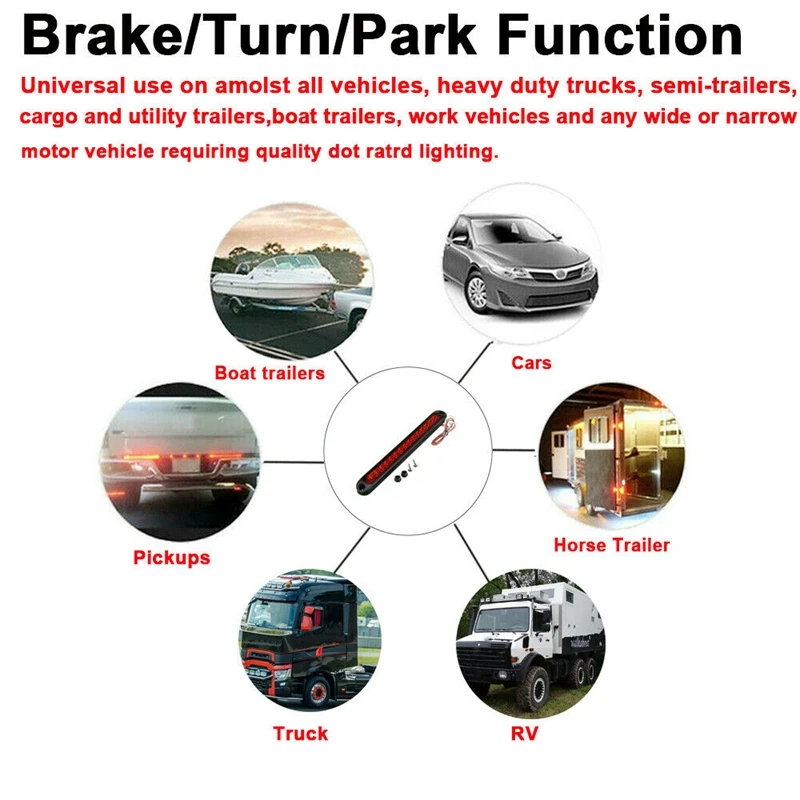 10 дюймов герметичные грузовик и RV прицеп светильник бар 15 светодиодный стоп s