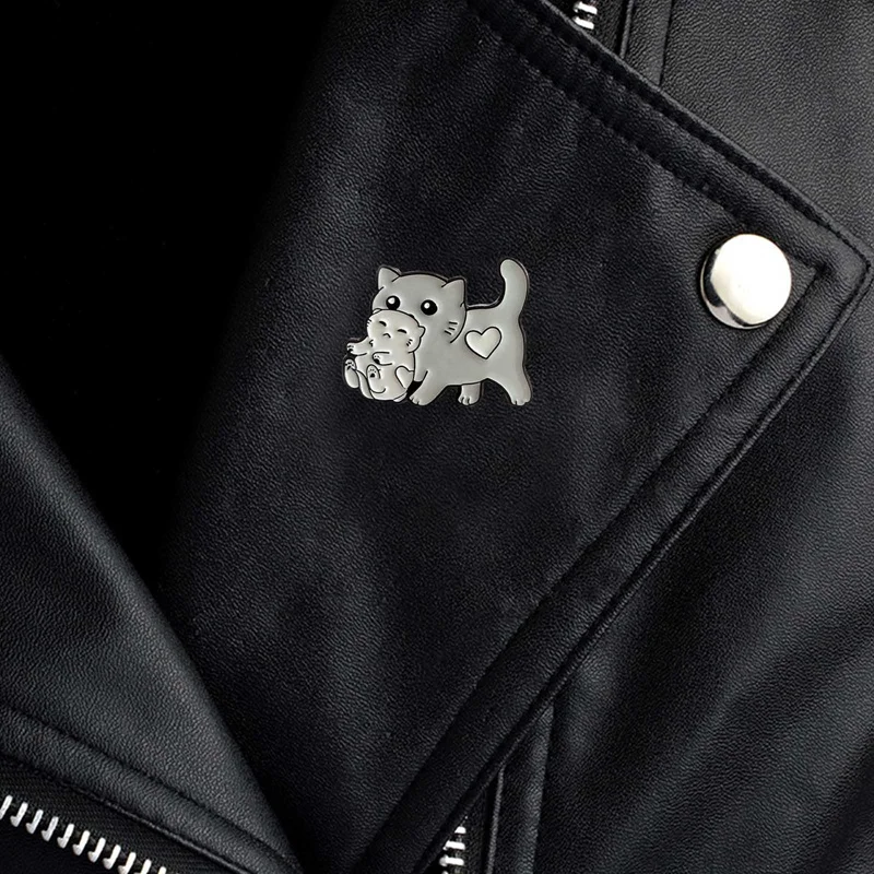 Эмалированные булавки в виде мультяшных звёзд Кот-Мама котенок детский подарок