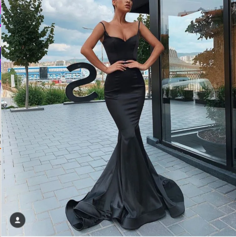 Черная модная юбка рыбий хвост на бретельках с сумкой талии свадебное платье