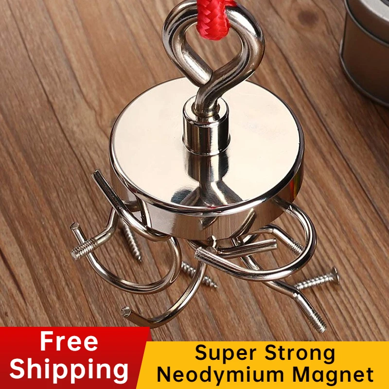 

1PC Strong Neodymium Magnet Salvage Magnet Deep Sea Fishing Magnets with Ring Round Powerful Search Magnetic Hook Magne Searcher