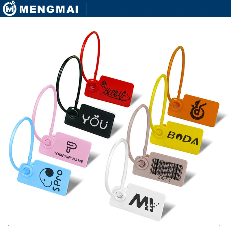 

100 Custom Logo Plastic Tags Disposable Personalized Security Seals Brand Printed Garment Shoes Clothes Hang Labels 170mm/ 6.7''