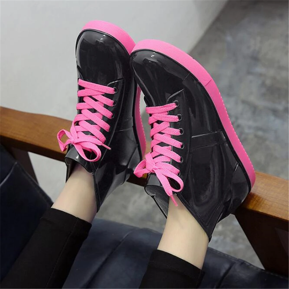 Женские непромокаемые сапоги женские на шнуровке для зрелых женщин прозрачная