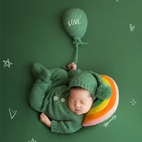 dvotinst newborn photography props green balloon outfits hat knit theme set fotografia accessories studio shooting photo props