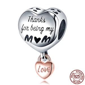 2021 New 100% 925 Sterling Silver Women Fashion Jewelry Simple Heart-Shaped English Charm Fit Original Pandora DIY Bracelet Gift