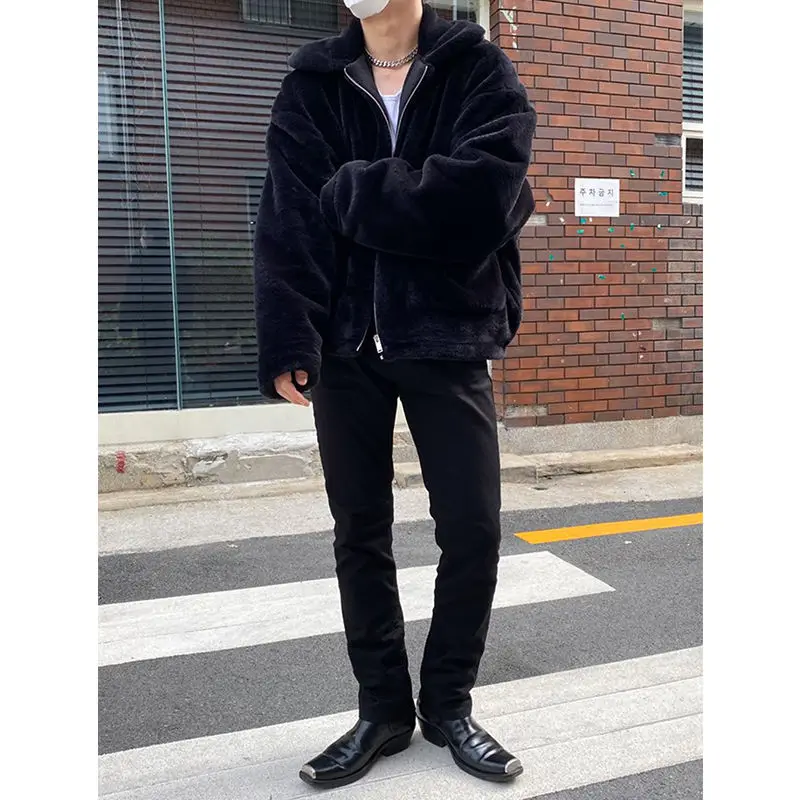 Winter Thick Plush Jacket Men's Warm Fashion Casual Black Coat Men Wild Loose Korean Short Coat Mens Clothes M-XL