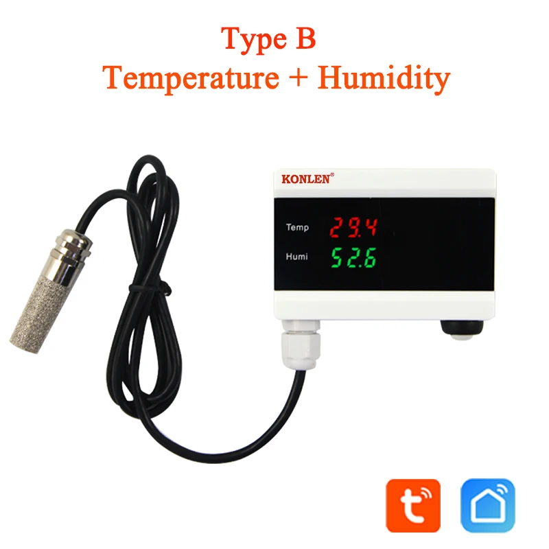 Temperature Humidity KONLEN Tuya Wi-Fi термометр влажности гигрометр сенсорный датчик тревоги Smart Life App домашний термостат контроллер - Цвет: Temperature Humidity