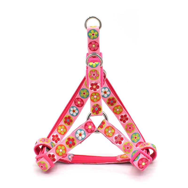 Модная шлейка для собак с мягкой текстурой регулируемая цветочным принтом и