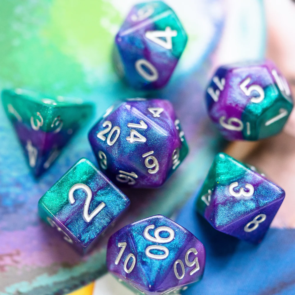 7 шт./компл. сверкающие игральные кости Galaxy DND D & D4 D6 D8 D10 % D12 D20 многогранные набор
