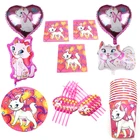 Воздушные шары в виде кошки Мари, посуда, бумажный стаканчик, тарелка салфетка, баннер для детской, дня рождения, свадьбы, вечеринки, детского душа, украшения