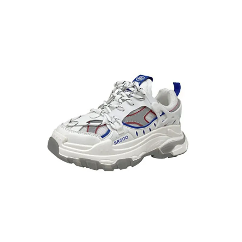 

Thick bottom Heighten Women's outdoor sports shoes fashion Bandage Women Platform shoes White gray white blue Lightweight Female
