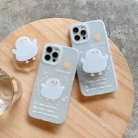 cartoon cute creative chicken stand transparent silicone for apple iphone 11 12 pro max case mini x xs xr 7 8 plus se 2020 cover