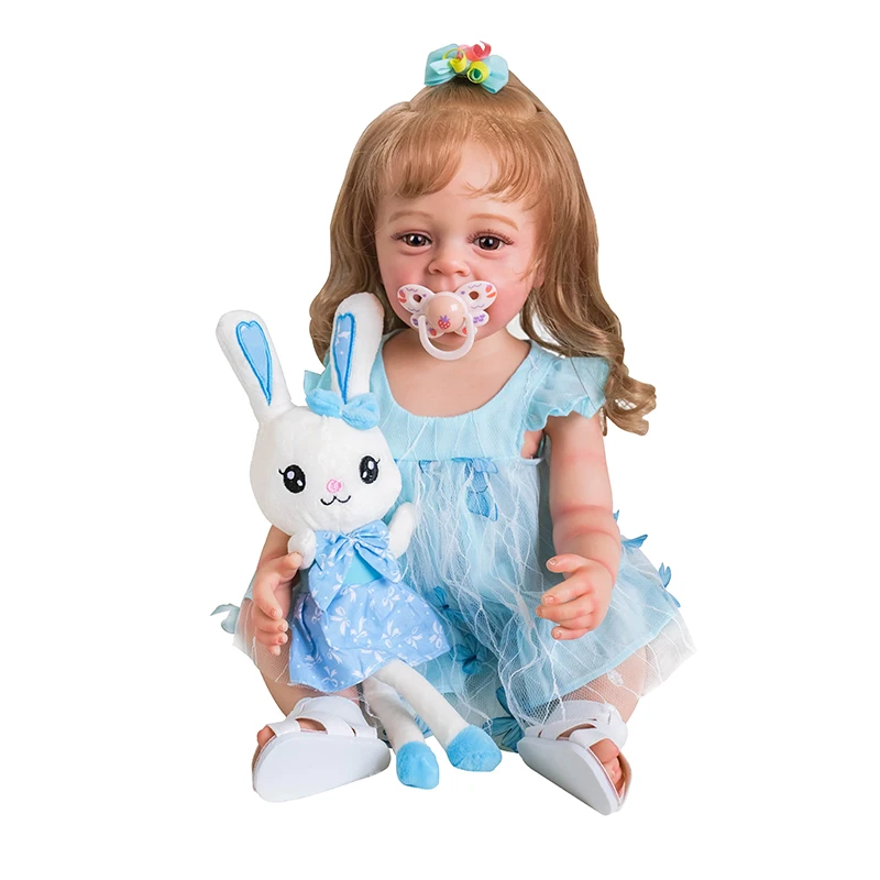 

55CM Reborn Baby Girl Yannik Full Body Silicone Soft Touch Doll Lifelike Handmade 3D Skin Multiple Layers Painting Doll