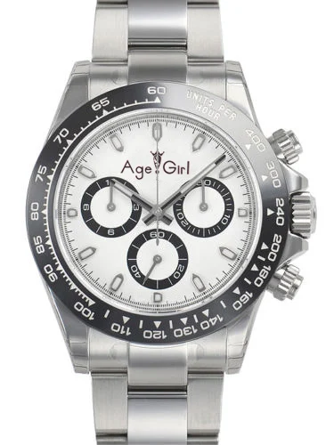 

High Quality New 40mm Black Ceramic Bezel Mens Watch Japan Quartz VK Gents Sport Chronograph Watches Black White Dial AAA+